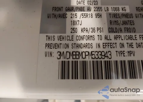 2023 Mazda Cx-30 2.5 S Select z USA, uszkodzony, nr VIN 3MVDMBBM0PM533943